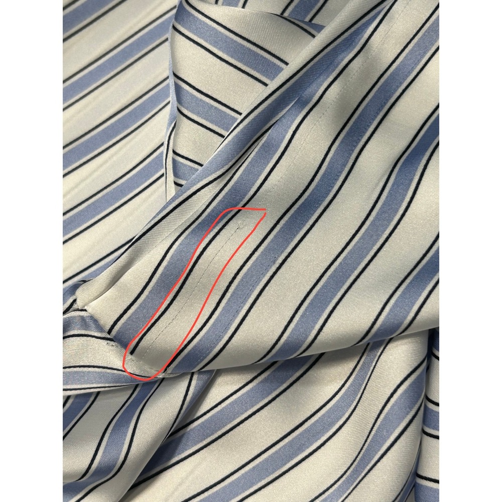 Zara Old Money Nautical Blue White Striped Satin Oversized Button Down Top - Picture 7 of 13